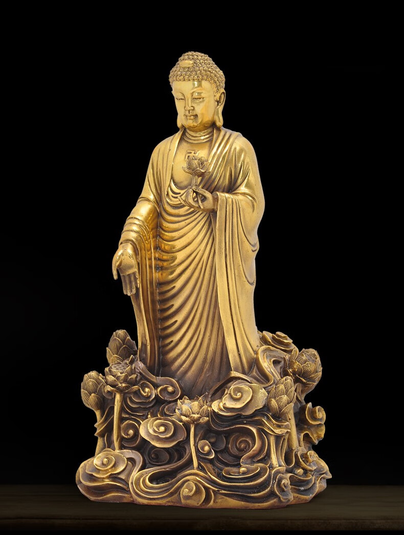 纯铜站莲大日如来佛祖阿弥陀佛佛像摆件佛堂居家供奉家用客厅神像 站