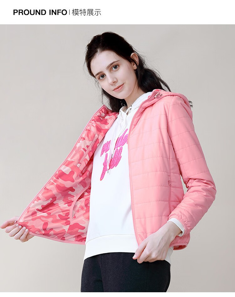 堡狮龙女装双面穿长袖夹棉休闲衣服女士短外套女秋冬521531040 169