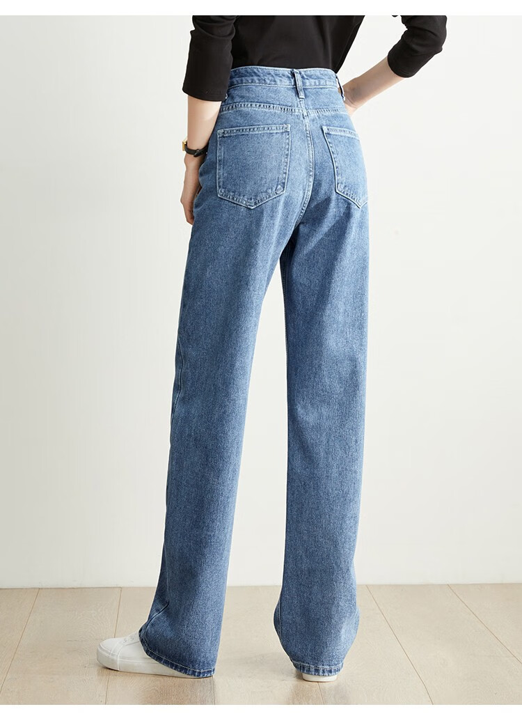 逸阳女裤2020春季新款高腰牛仔阔腿裤女时尚韩版老爹裤萝卜裤宽直筒