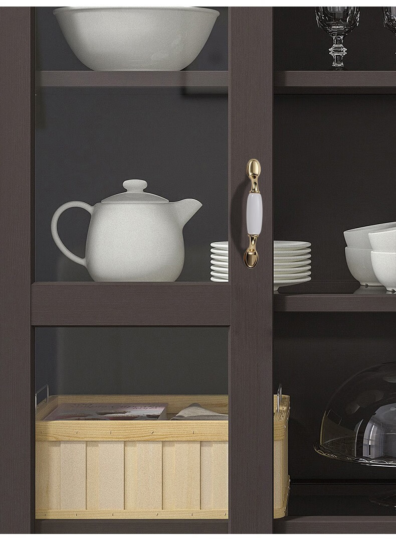 奥非加欧式陶瓷金色柜门拉手美式橱柜子抽屉五金酒柜床头柜轻奢家具