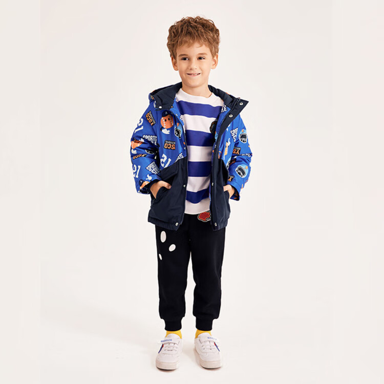 a21 以纯线上品牌童装新款男童羽绒服连帽中长款儿童羽绒服 彩蓝 160