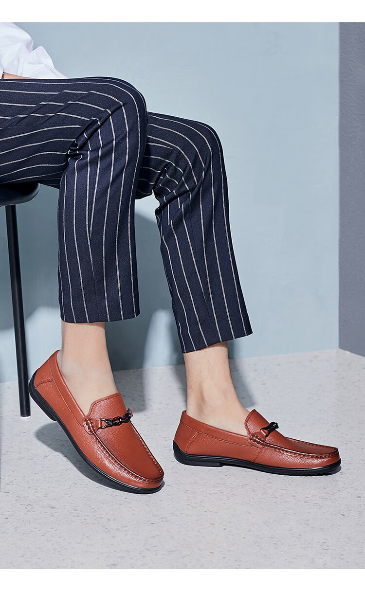 康奈kangnai 2020春季新款牛皮男士商务皮鞋真皮皮鞋舒适软底乐福鞋男