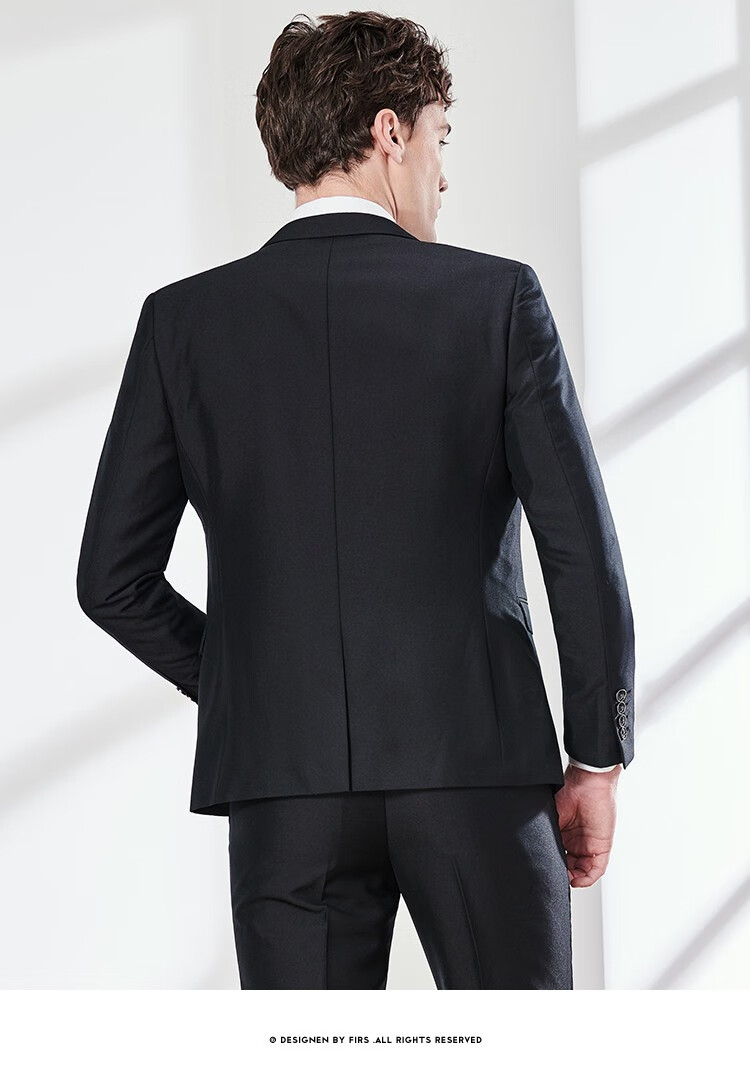 firs杉杉 西服套装男 春夏新品男士商务休闲简约藏青色修身套西 xtxa