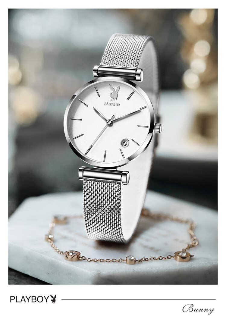 花花公子(playboy) 女士手表时尚简约气质ins风轻奢小巧腕表防水女表