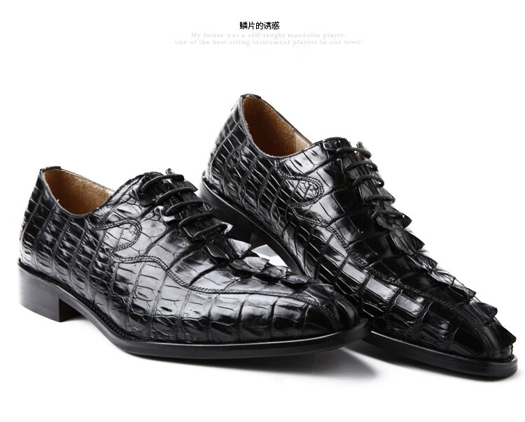 蒙戈卡泰国鳄鱼皮皮鞋男真皮鞋商务正装男款尖头男鞋送父亲生日结婚