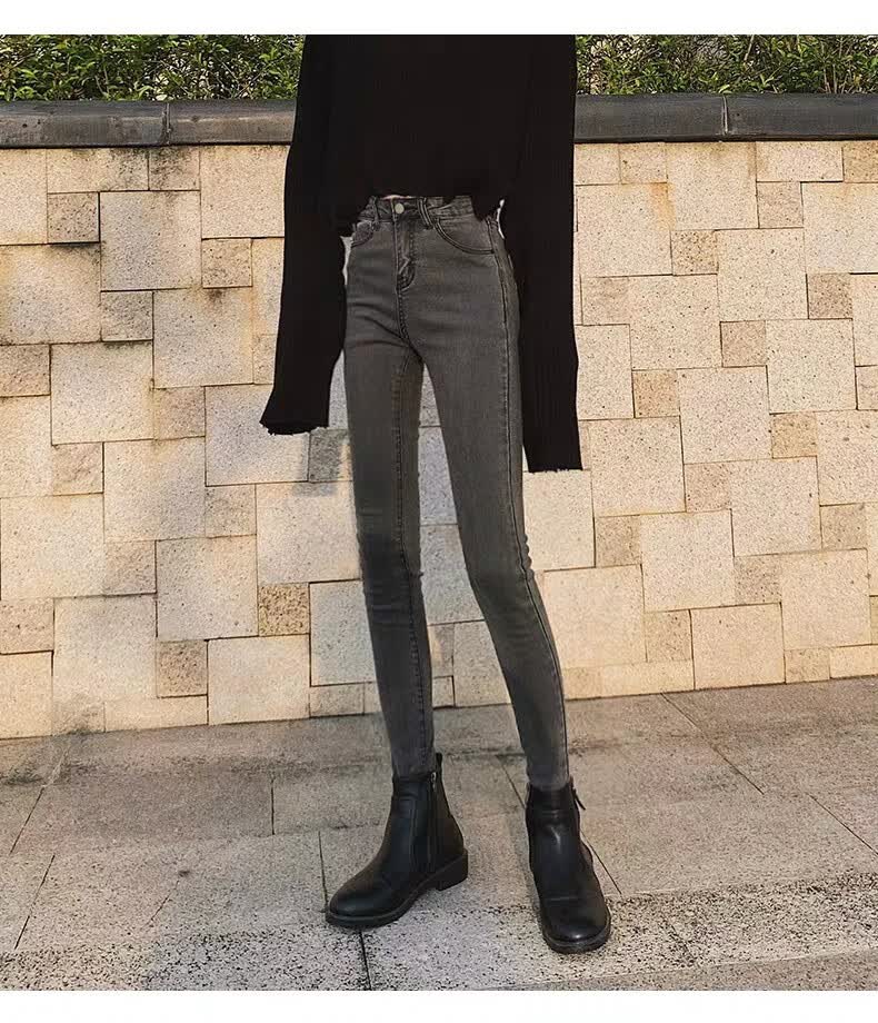 高腰牛仔裤女2121春季新款韩版弹力紧身小脚裤女修身显瘦显高铅笔裤九