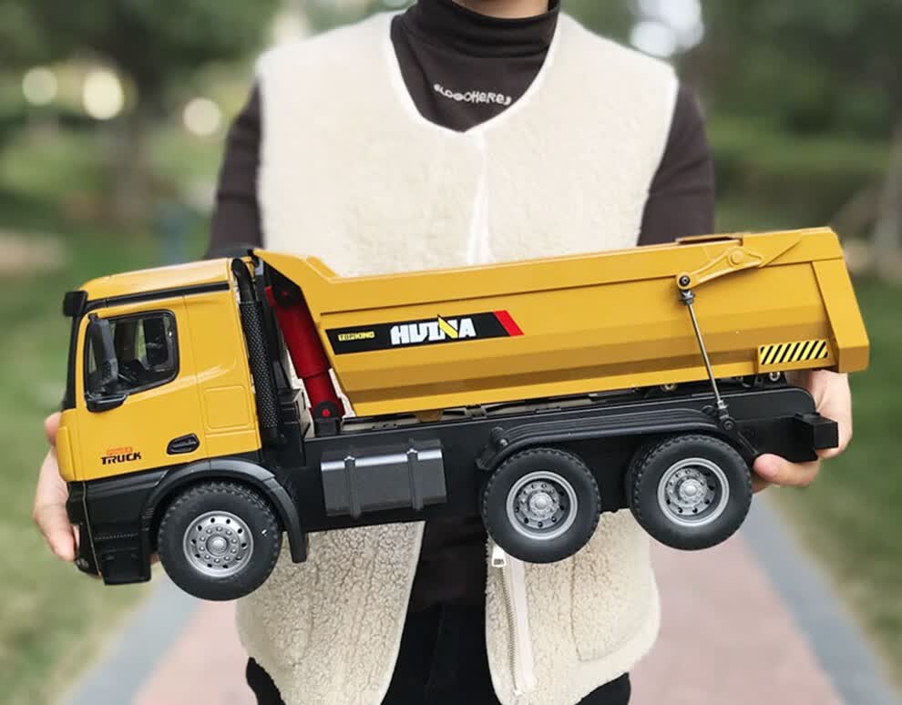 卡车 遥控合金工程车 1:14电动rc遥控大号重型土方翻斗车模型男孩玩具