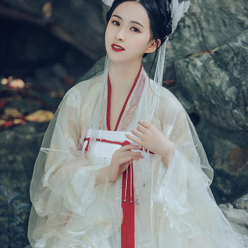 e街汉服女学生古装长款襦裙超仙齐胸襦裙仙女裙泪红妆6米s