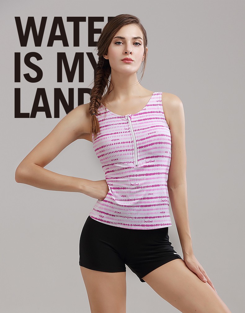 arena阿瑞娜新款女士连体平角泳衣保守修身遮肚显瘦游泳泳衣pnkm