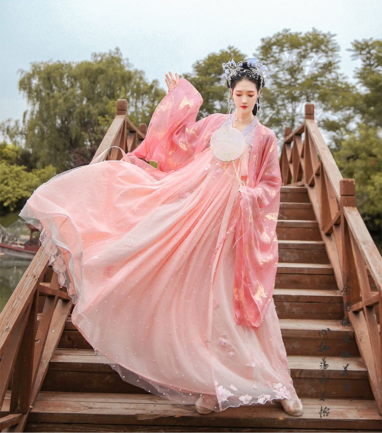 e街汉服女中国风重工刺绣齐腰仙女裙古装超仙大摆交领襦裙套装洛神赋