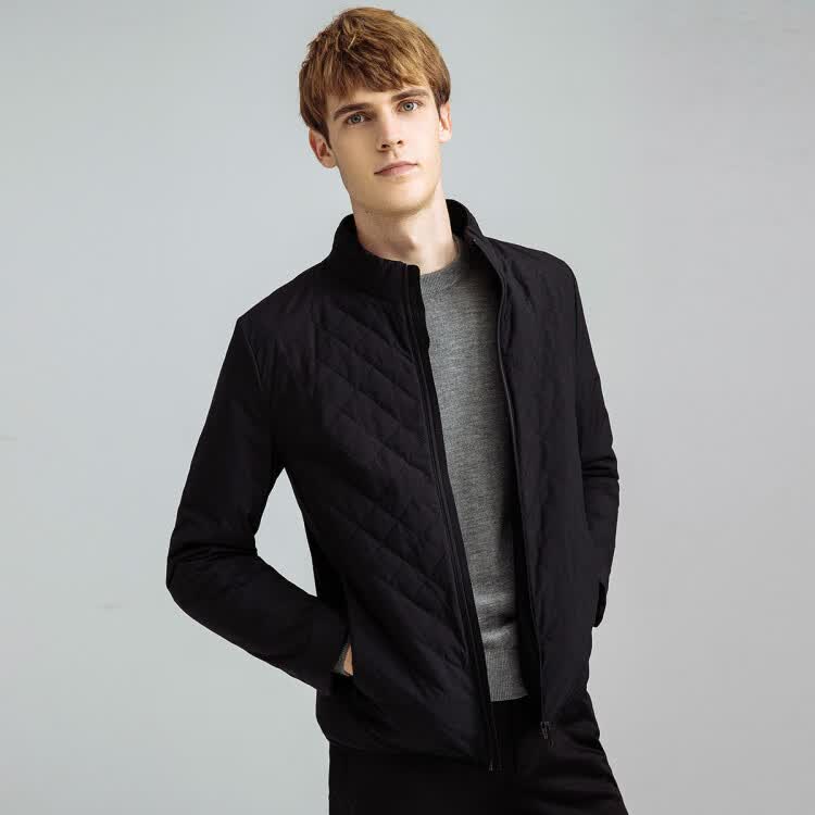 梵思诺versino 新款商务开衫男装棉服 黑色 l