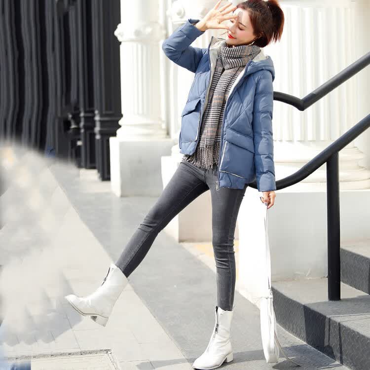 【撞色加厚棉服】韩版时尚小个子短款女式棉衣 米色 m