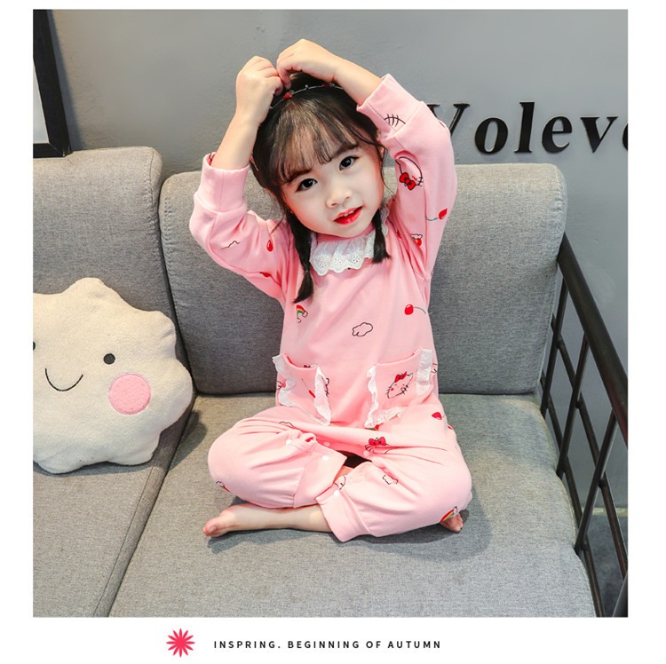 水花童 儿童2020春夏连体睡衣婴儿长袖宝宝可爱卡通睡衣女童1-3岁5