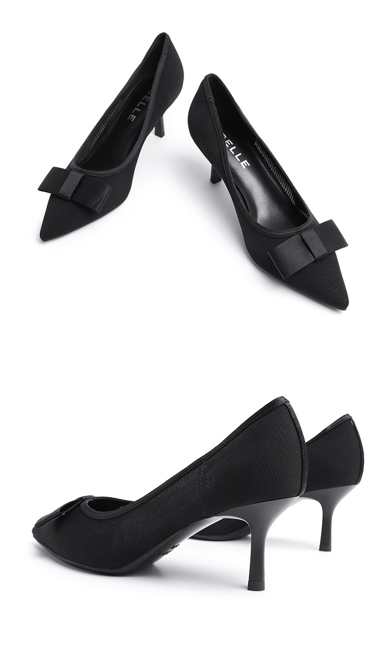 belle/百丽2020夏新商场同款蝴蝶结网布细高跟女单鞋brxl7bq0 黑色 33