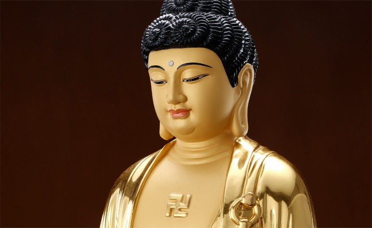 盛凡佛像阿弥陀佛铜贴金南无阿弥陀佛接引站像西方三圣摆件48cm阿弥陀