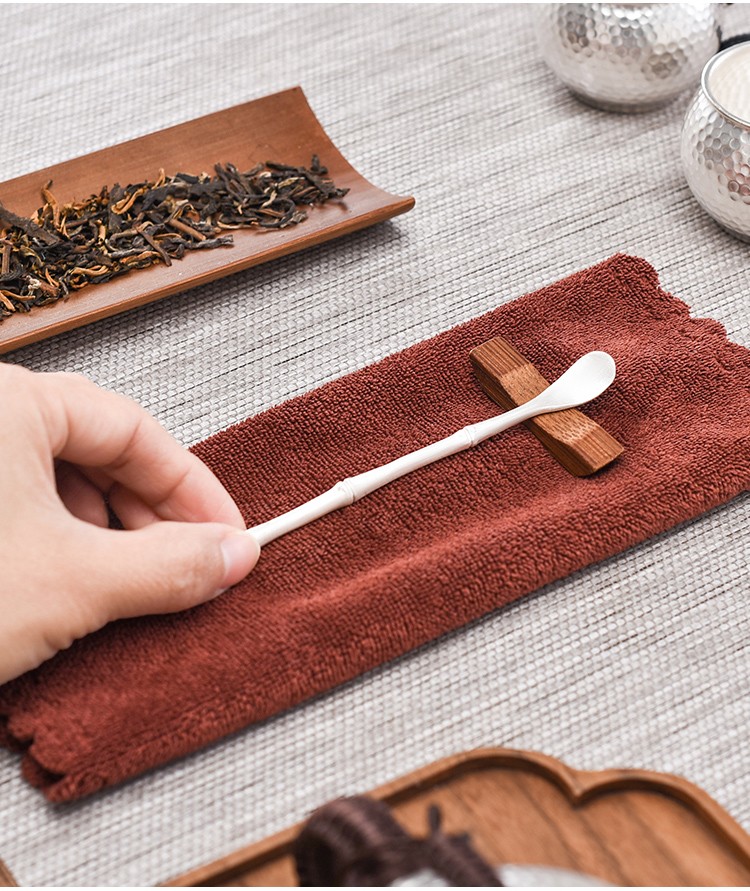 银器时代 竹子茶扒足银999手工家用茶道配件全银小茶拨茶勺茶匙 19克