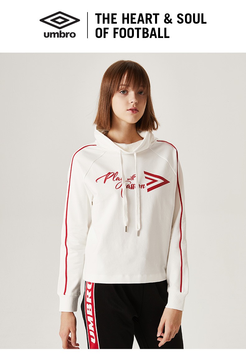 umbro茵宝新款女装运动休闲套头衫无帽时尚卫衣女子运动服ui192ap2420