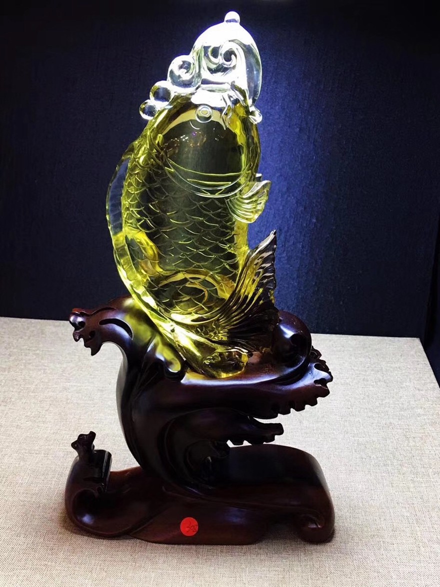 俊辰珠宝 天然黄水晶摆件 黄水晶雕刻鲤鱼摆件 寓意年年有余 金玉满堂