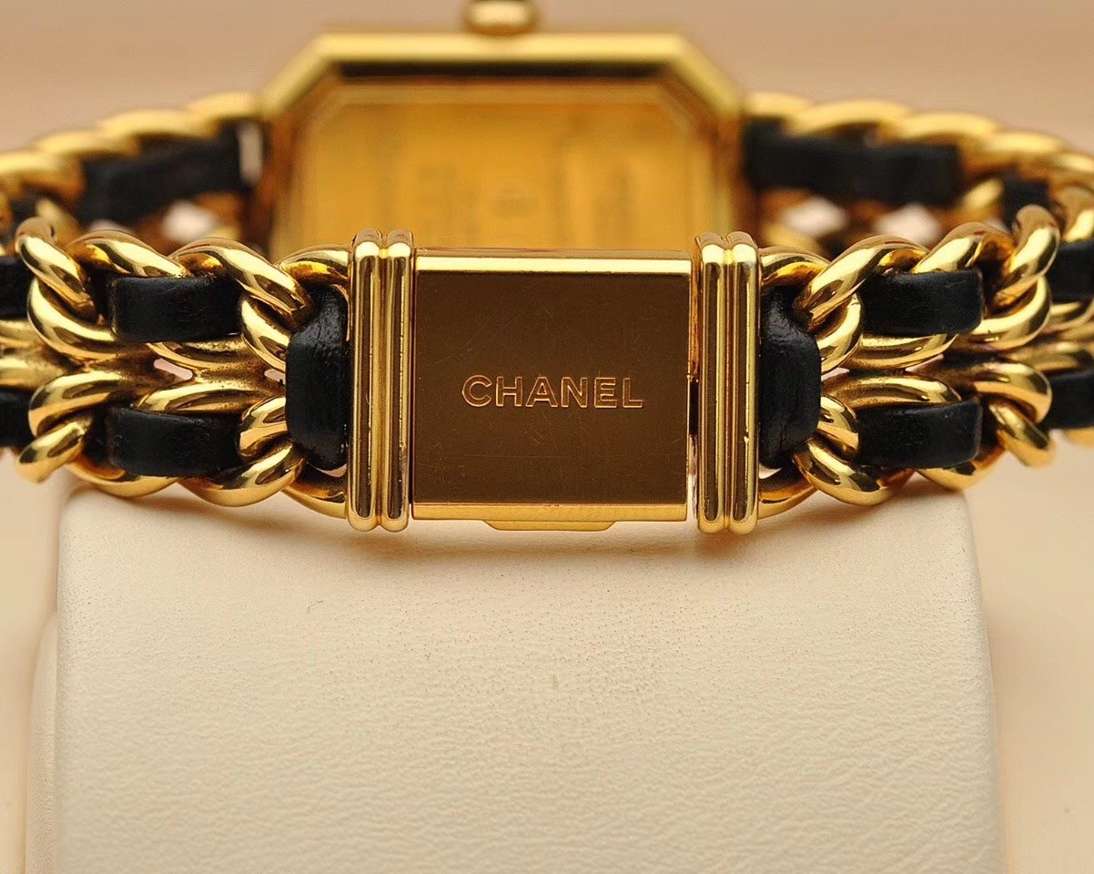 二手95新香奈儿chanepremiere系列石英女表方糖黑金女士腕表l号m号s号
