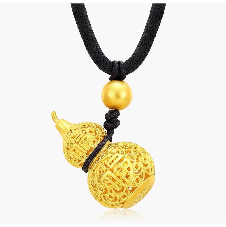 老凤凰古法传承福字黄金吊坠葫芦福禄项链挂坠情侣男女款送女友送妈妈