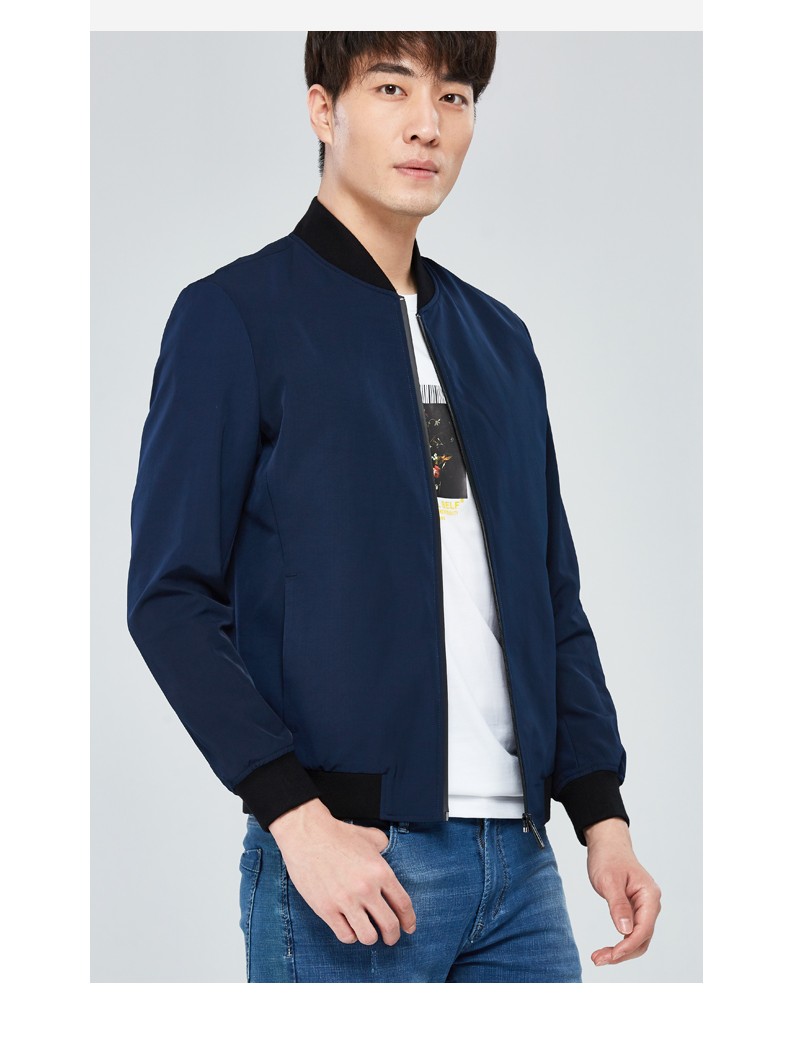 才子男装夹克男 2020秋季款男士商务休闲棒球领茄克外套 青年上衣2220