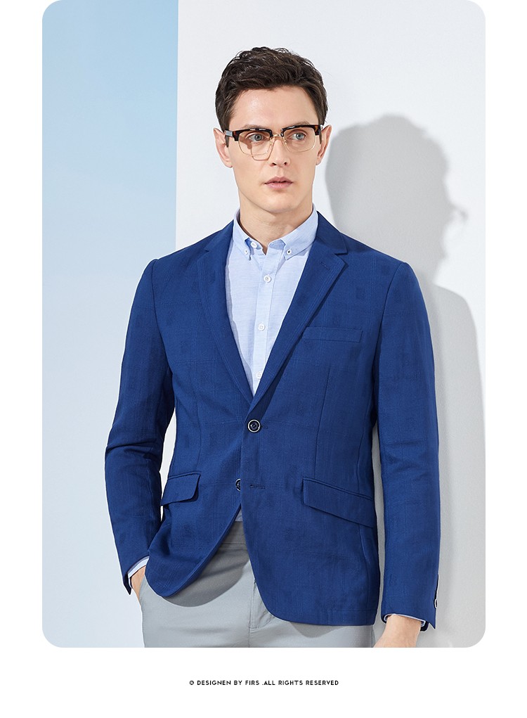 杉杉(firs)西服男 2020纯色简约商务休闲修身西服 xbx7902088 蓝色