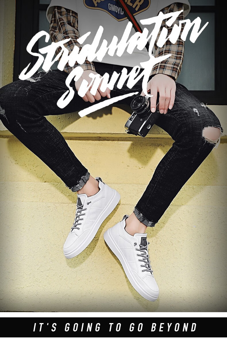 芭黎公鸡 休闲鞋男2020春季新品时尚舒适运动跑步鞋男士 白色 44