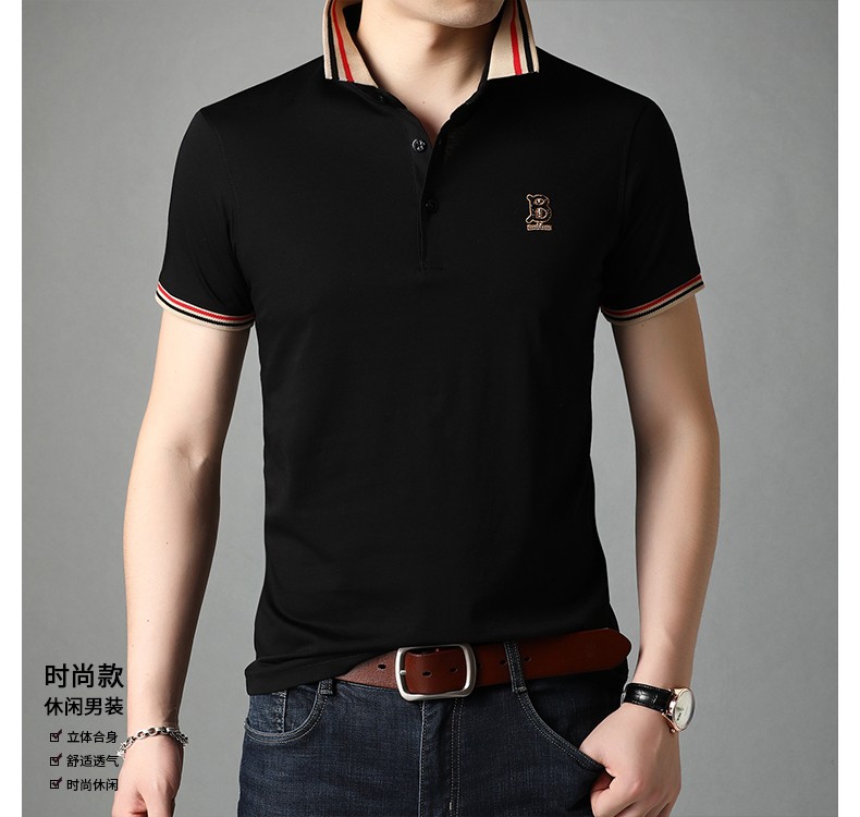 翻领纯色商务休闲t恤上衣夏季褂头衣服大码时尚百搭体恤打底衫潮牌