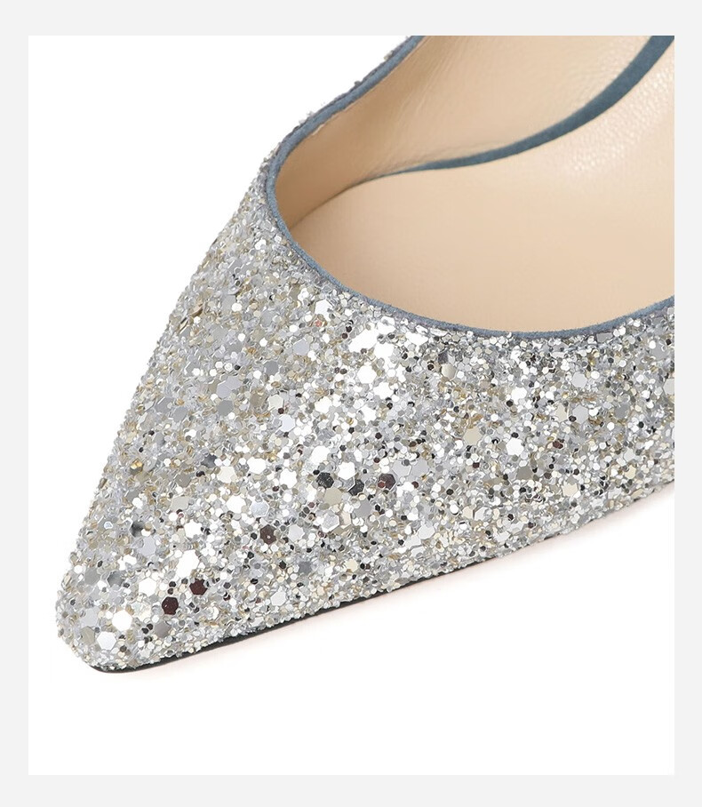 jimmy choo 周仰杰 女士romy 60系列银色渐变闪粉高跟婚鞋单鞋 银色