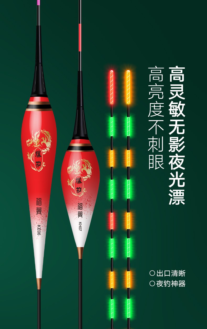 福翼高灵敏夜光漂超亮无影鲫鱼漂夜钓醒目电子鱼漂钓鱼水野钓浮漂冷光