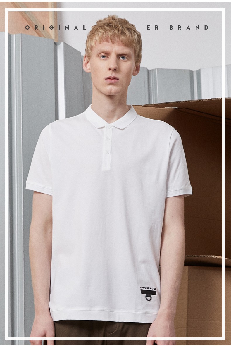 江南e柜jneg 2019春夏新款t恤半袖polo 白色 175/xl