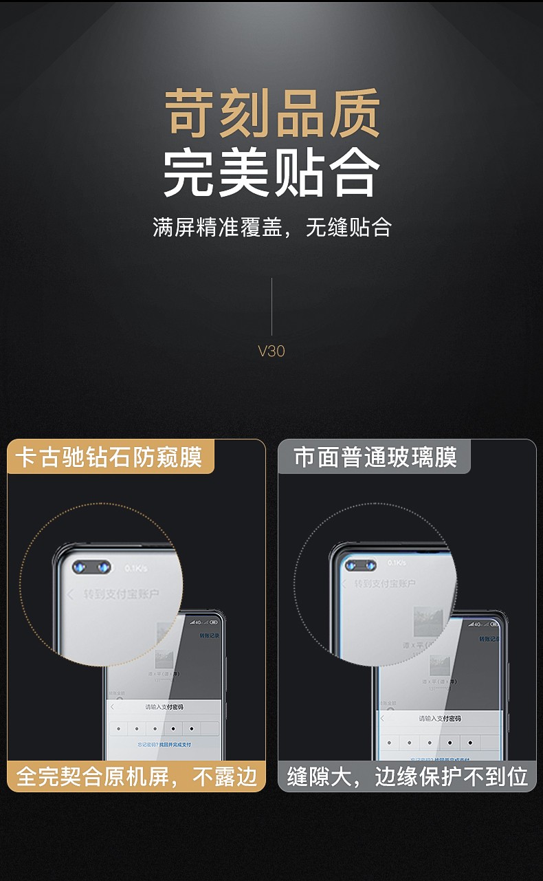 newyi 华为nova6钢化膜 全屏防窥膜防偷看无白边手机膜 华为 nova6se