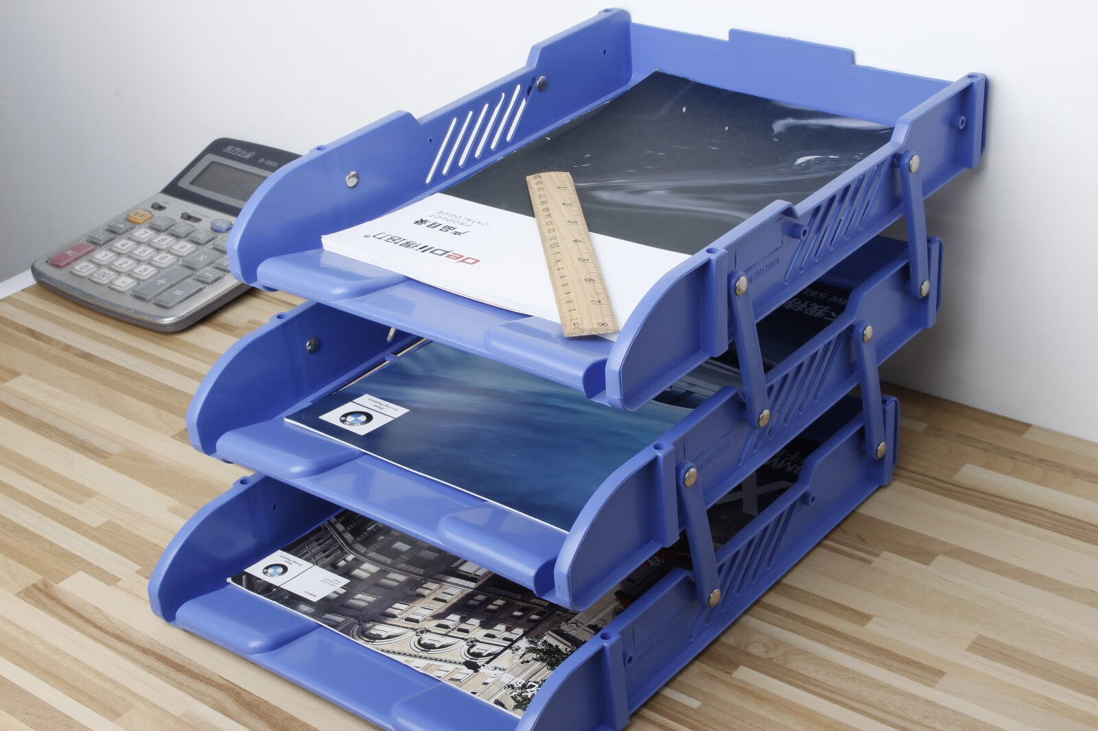 得培力depli三层文件架文件盘可拆卸组装三层文件框文件座稳固耐用