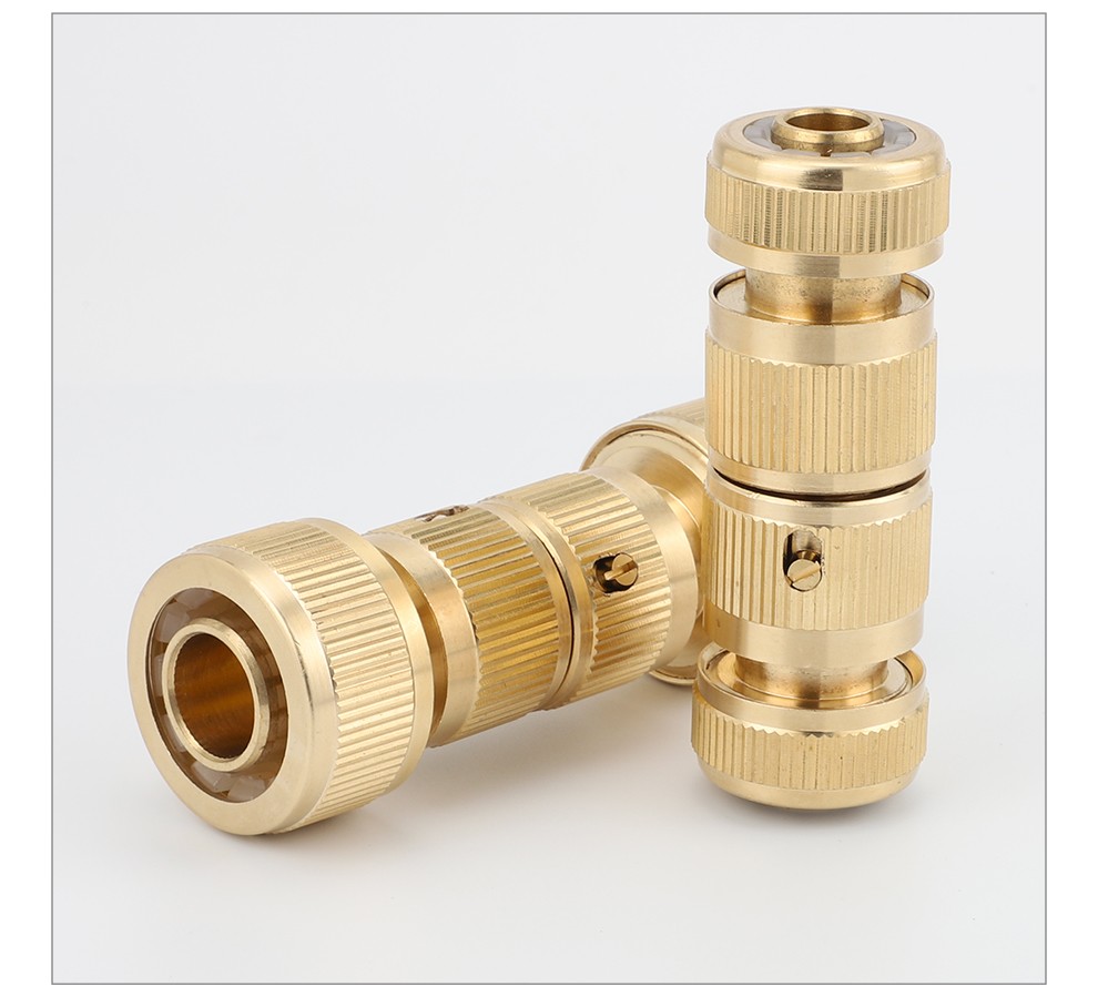 dltxcn全铜修复通水二通快速接头双头中间通转换水管接口对接器5分2个