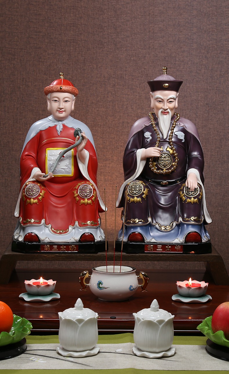微美陶瓷胡三太爷胡三太奶高温彩绘家用仙家像东北保家仙摆件 胡三