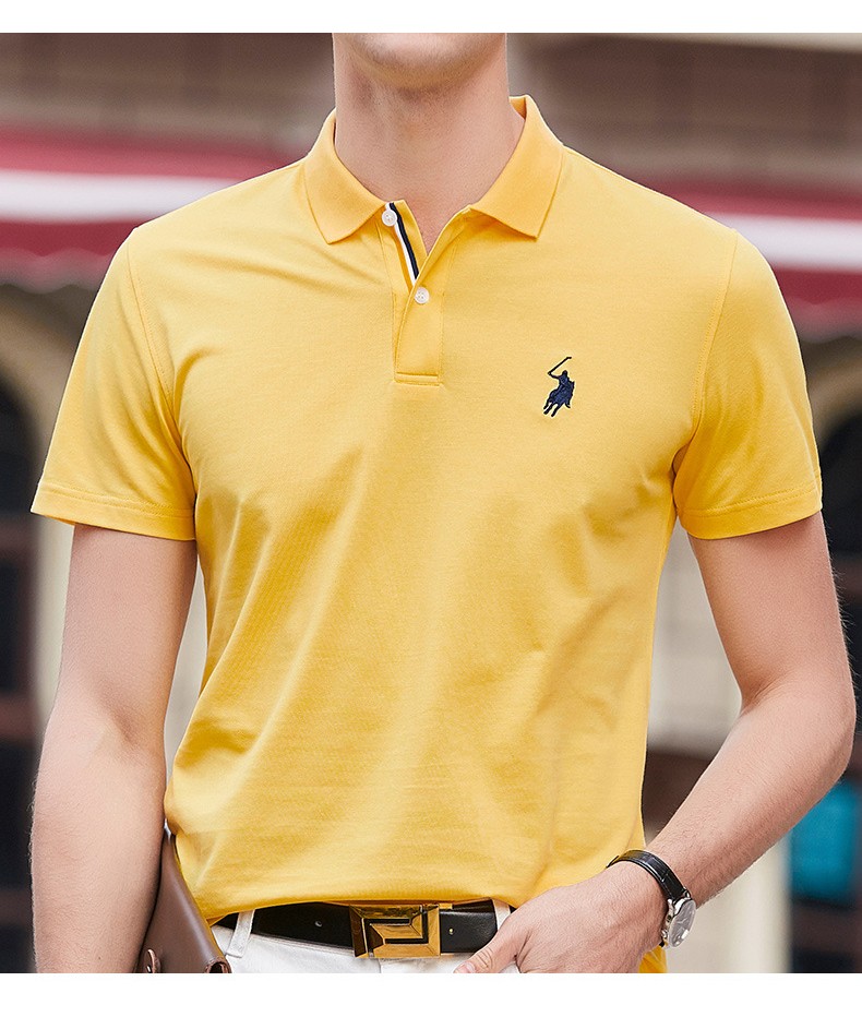 master polo保罗男装2021夏季新款纯色商务polo衫男带领t恤 8003黄色
