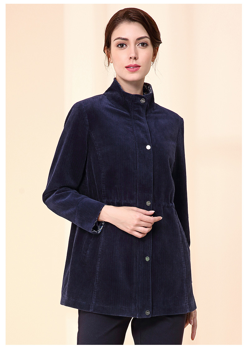 米兰登秋冬新款中老年女装妈妈装灯芯绒外套粗绒纯棉中长款加厚大码wj