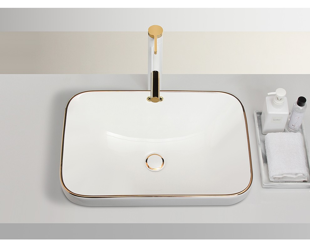 柏野图金边轻奢台中盆 半嵌入式台上盆 洗手盆 洗脸