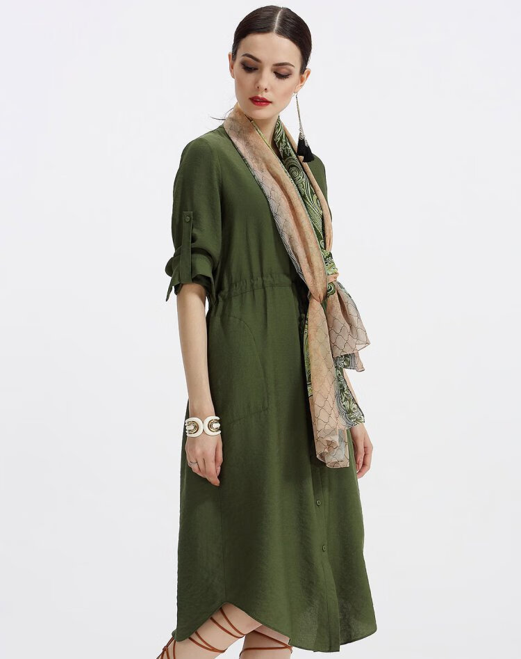 衣尚 巴洛克风格时尚长巾 秋香绿 均码