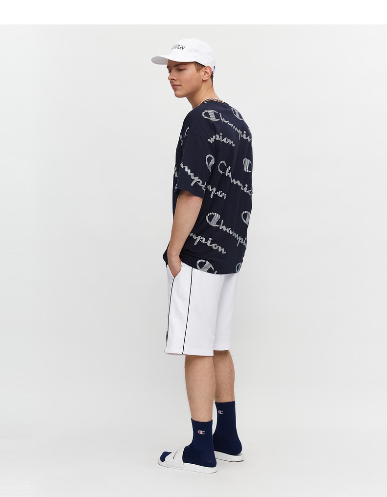 冠军champion短袖t恤男夏季黑色满印logo潮流街头emtts03m194白色满印