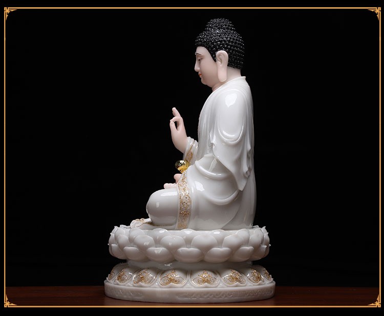 盛凡汉白玉家用供奉佛像摆件阿弥陀佛48cm
