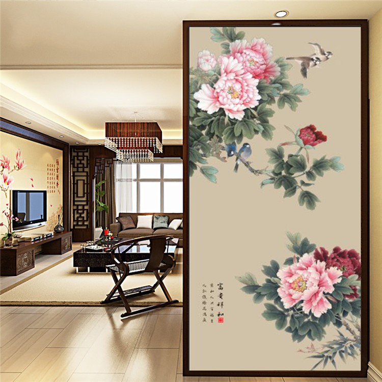 六纹鱼 现代新中式壁纸无缝玉兰花鸟壁画玄关墙纸过道书房客厅背景墙