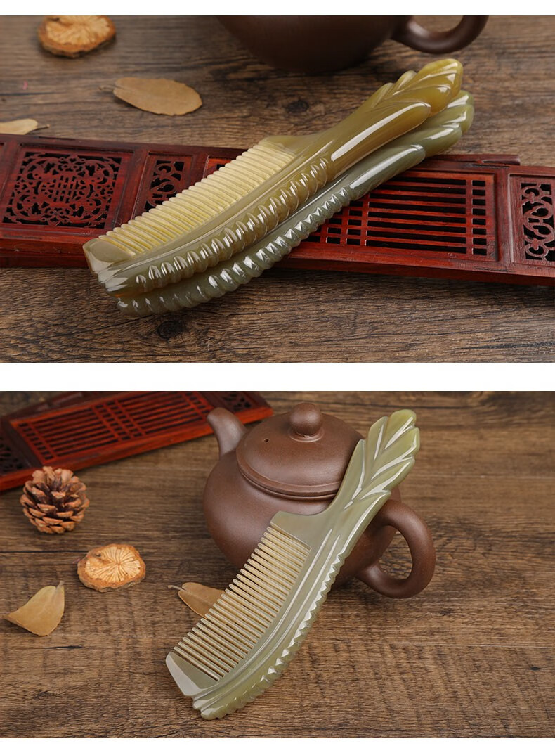 伯莎丹顿 牦牛角梳子大号家用加厚角梳家用按摩发梳送女友情人节生日