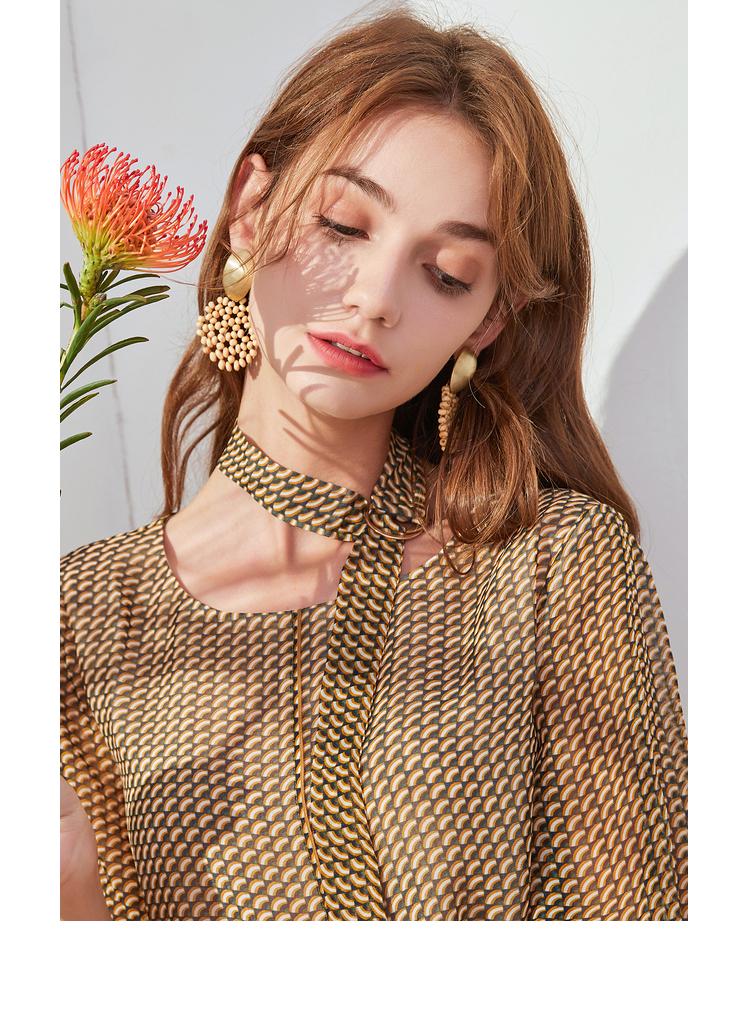 佳人苑jry 2020春装新款通勤风时尚百搭波点雪纺衬衫女士上衣 琥珀色