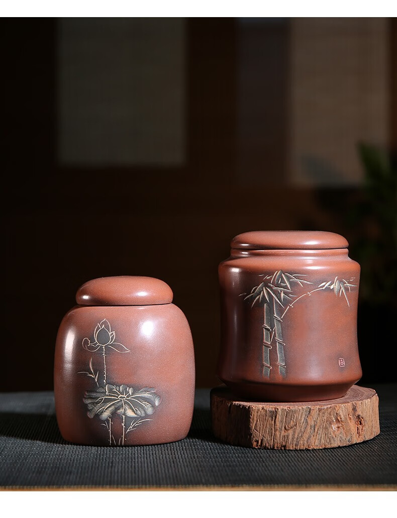 觅陶陶瓷茶叶罐钦州坭兴陶红茶储茶罐子散茶普洱迷你茶罐小号家用手工