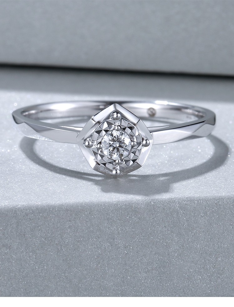 feyza 钻石戒指女18k金钻石女戒车花片显钻款钻戒送女友送爱人生日