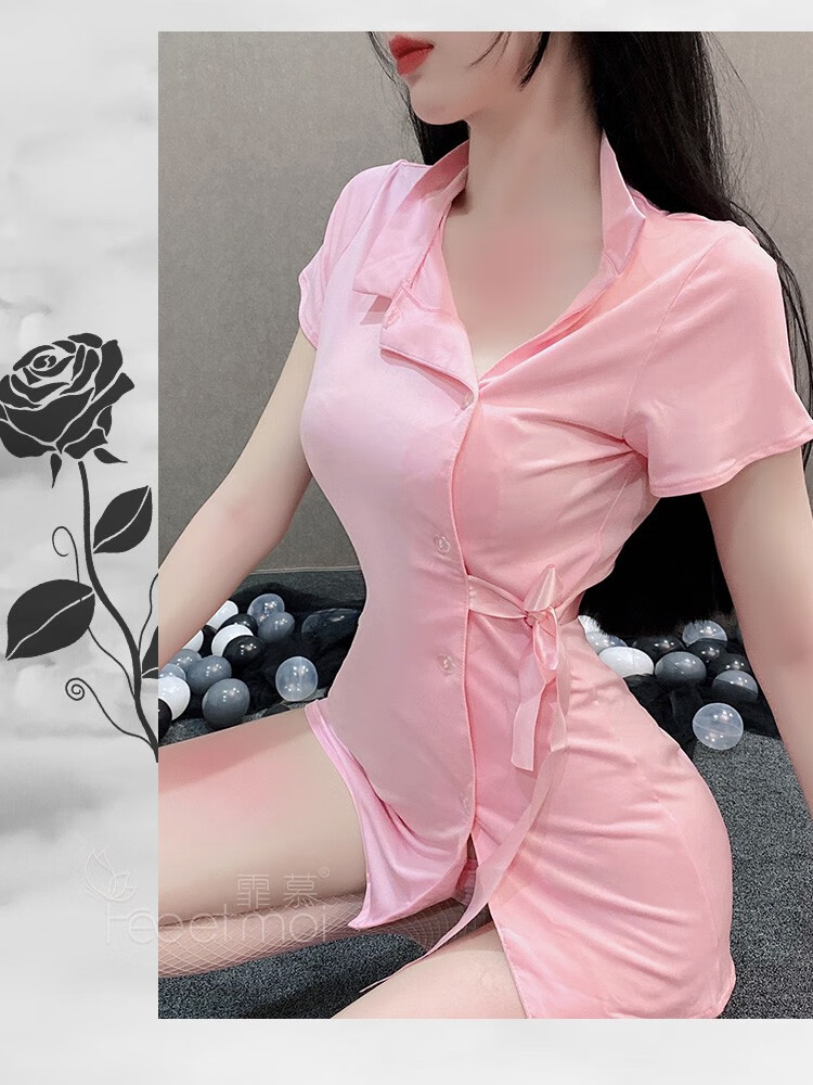 霏慕情趣内衣短袖清纯护士装钮扣可解短裙制服诱惑激情