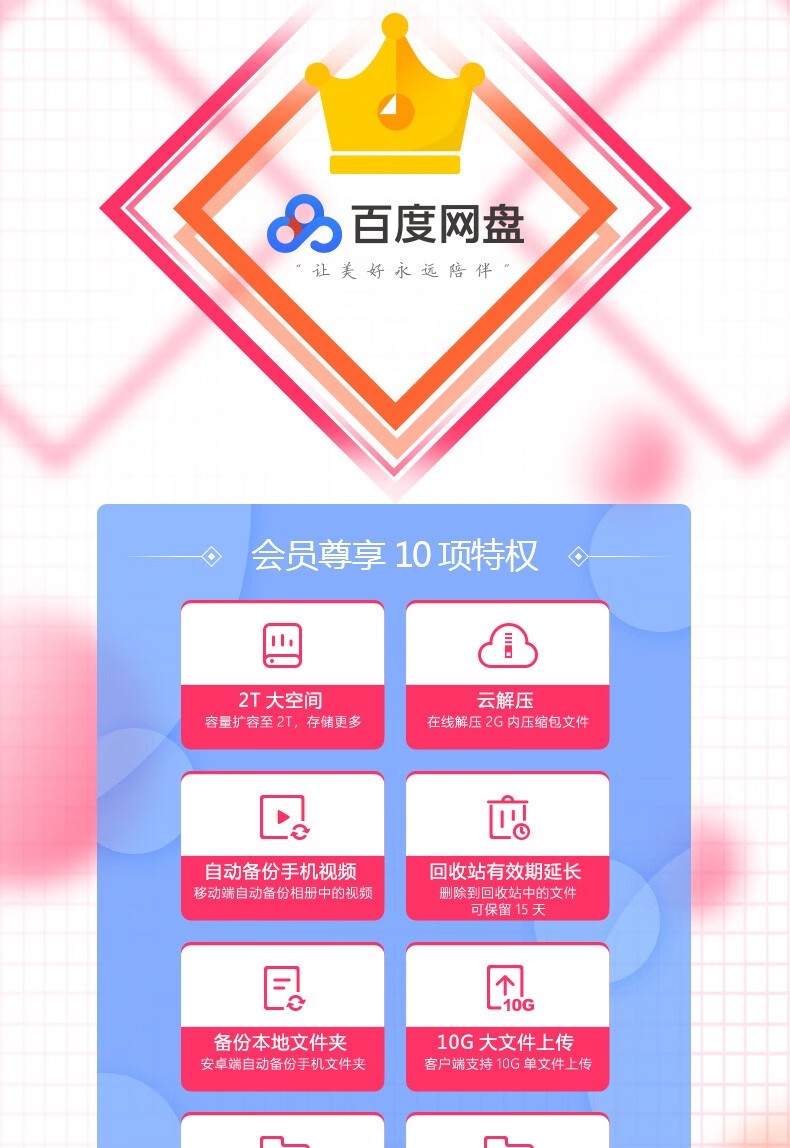 百度网盘普通vip会员 百度云网盘vip会员月/季/年卡 官方激活码 3个月