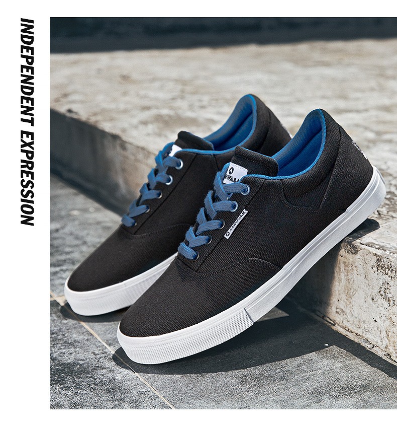 airwalk 帆布鞋男鞋 板鞋运动 2020年新男士低帮帆布鞋休闲鞋子 黑色