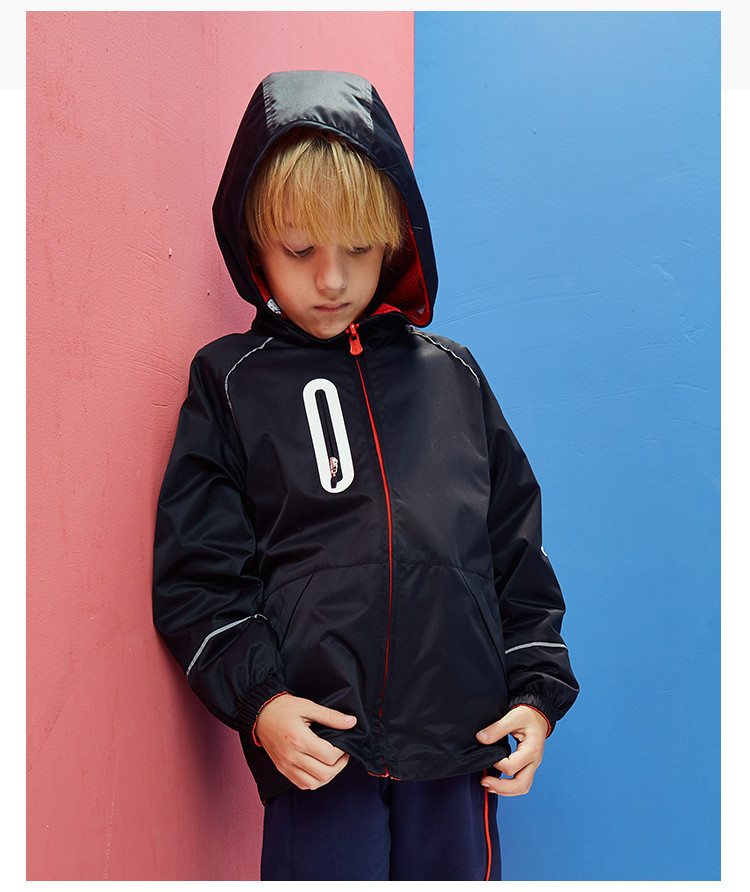 abckids 童装春季新品男童运动休闲连帽外套110-160 极度黑色 120